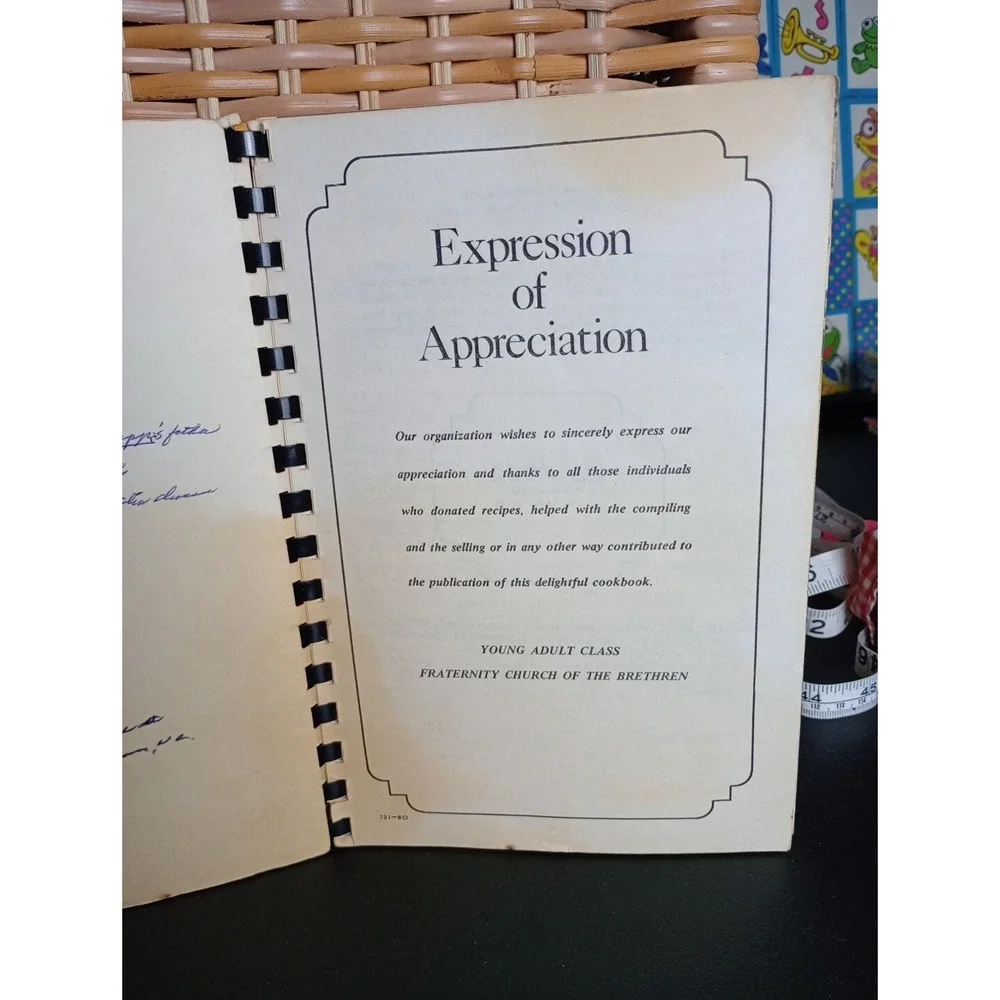 Fraternity Church Of The Brethren Winston-Salem, NC Cookbook Spiral 1980 Dunkers